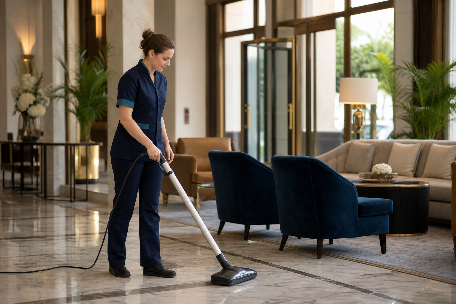 Elegante Hotellobby in makellos gepflegtem Zustand